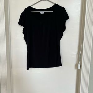 Black stretch short sleeve blouse